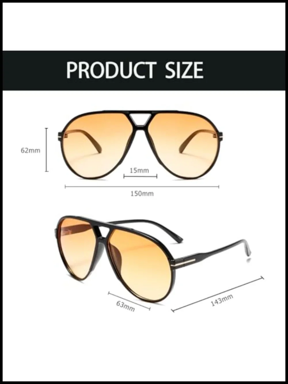 Oversized Retro Pilot Sunglasses Double Bridge Big Frame UV400 Protection